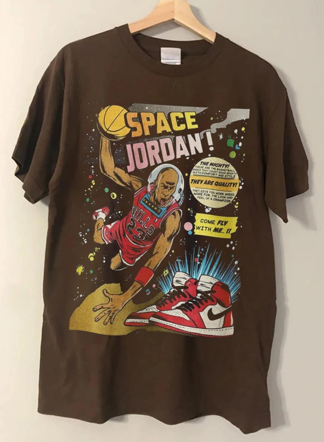 Michael Jordan Comic Chicago Bulls Inspired Graphic Vintage Retro Style T-Shirt