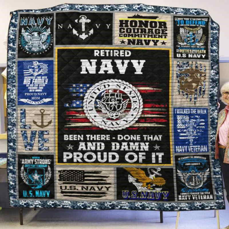 Navy Veteran 3D Quilt Blanket