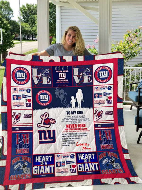 New York Giants To My Son Love Mom Quilt Blanket