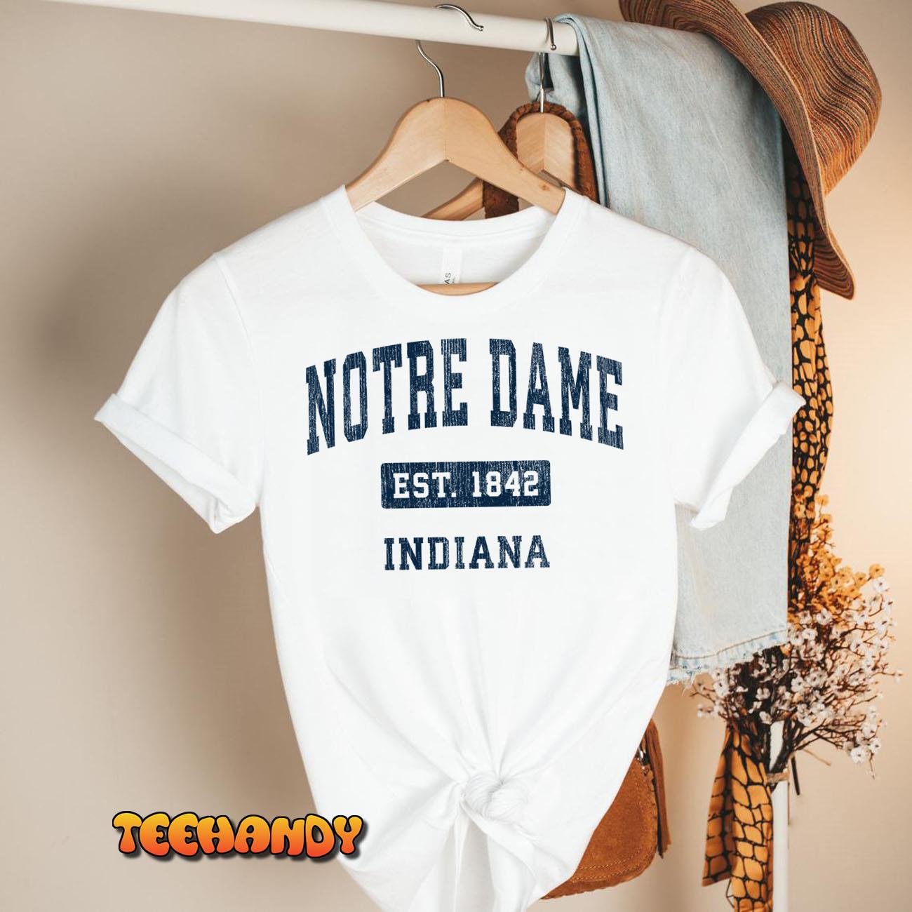 Notre Dame Indiana IN Vintage Athletic Navy Sports Design Sweatshirt