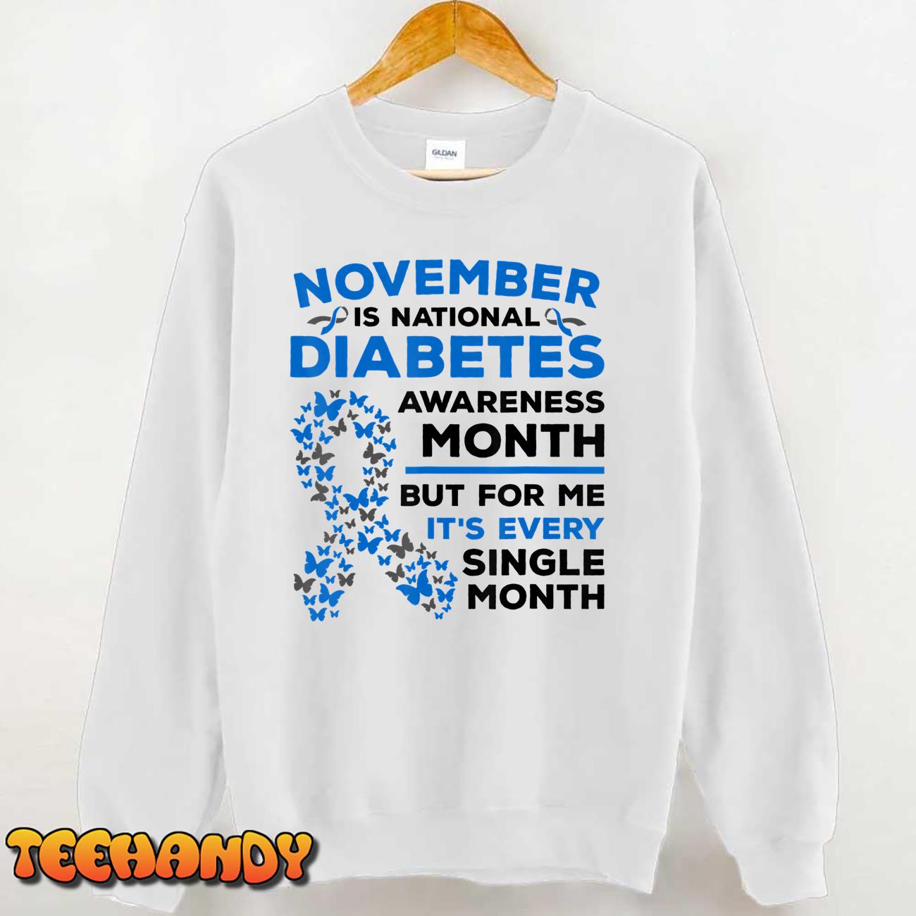 November Is Diabetes Awareness Month Diabetic Blue Ribbon Unisex T-Shirt