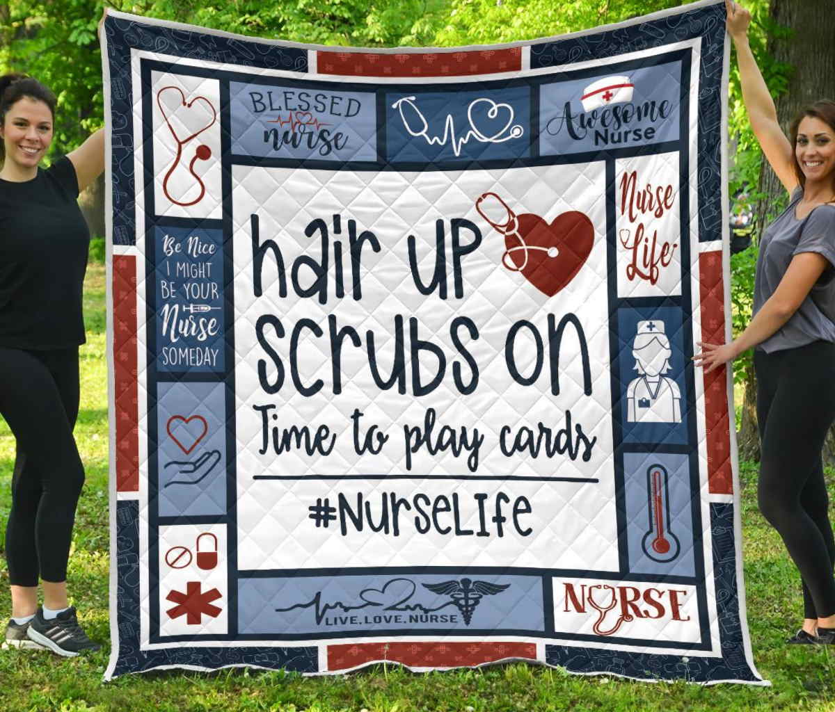 Nurse Hair Up Scrubs On All Over Printed 3D Quilt Blanket