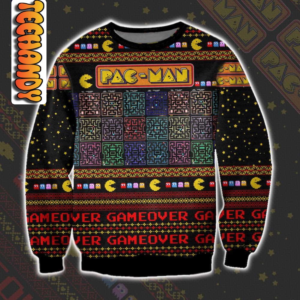 Pac Man Map Ugly Christmas Sweater