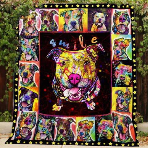 Pitbull Smile 3D Quilt Blanket