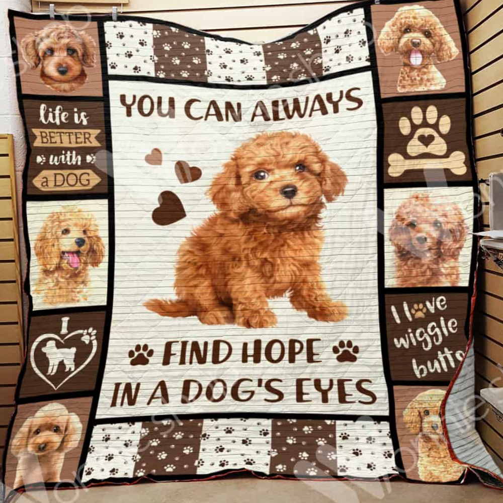 Poodlein Dog’S Eyes Quilt Blanket