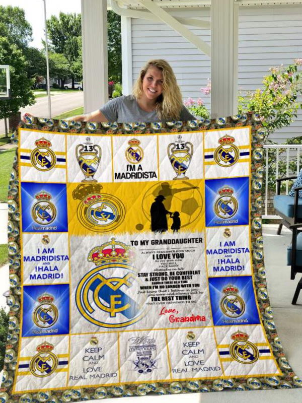 Real Madrid To My Granddaughter Love Grandmom Quilt Blanket