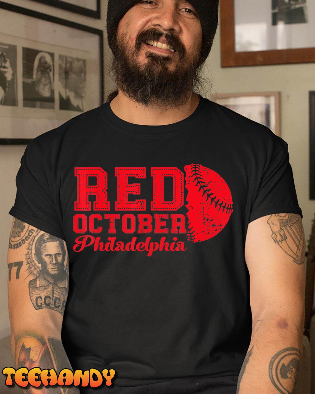 Red October Philadelphia Skyline Retro Philly Cityscap T-Shirt