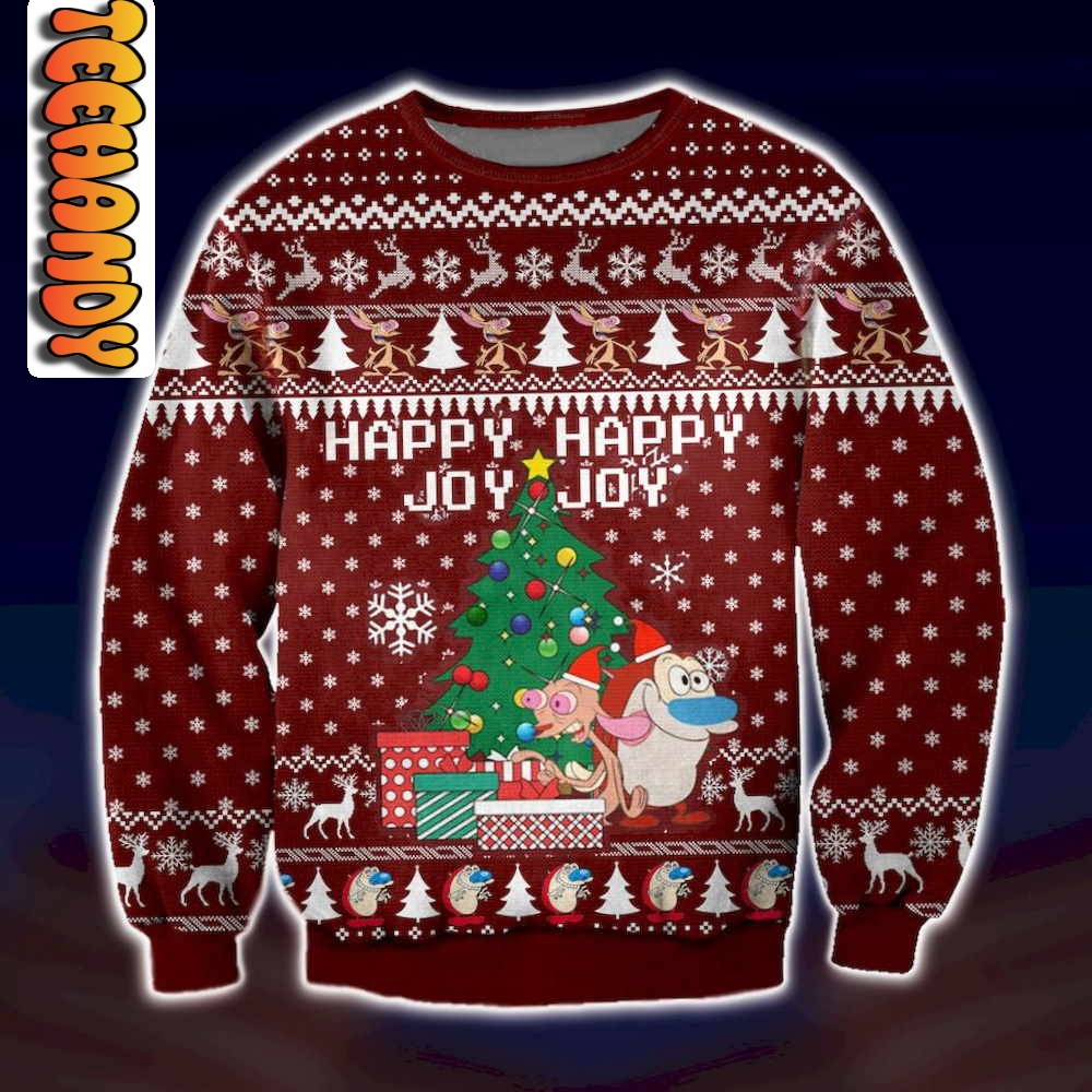 Ren And Stimpy Merry Xmas Ugly Christmas Sweater