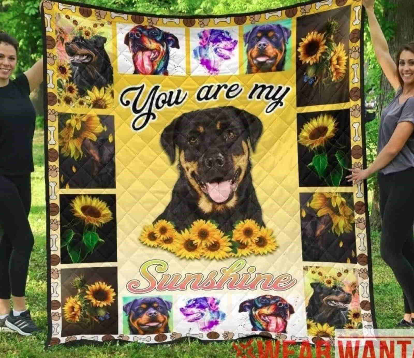 Rottweiler Sunshine Quilt Blanket