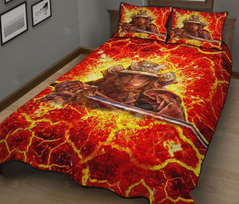 Samurai Girl On Lava 3D Bedding Set