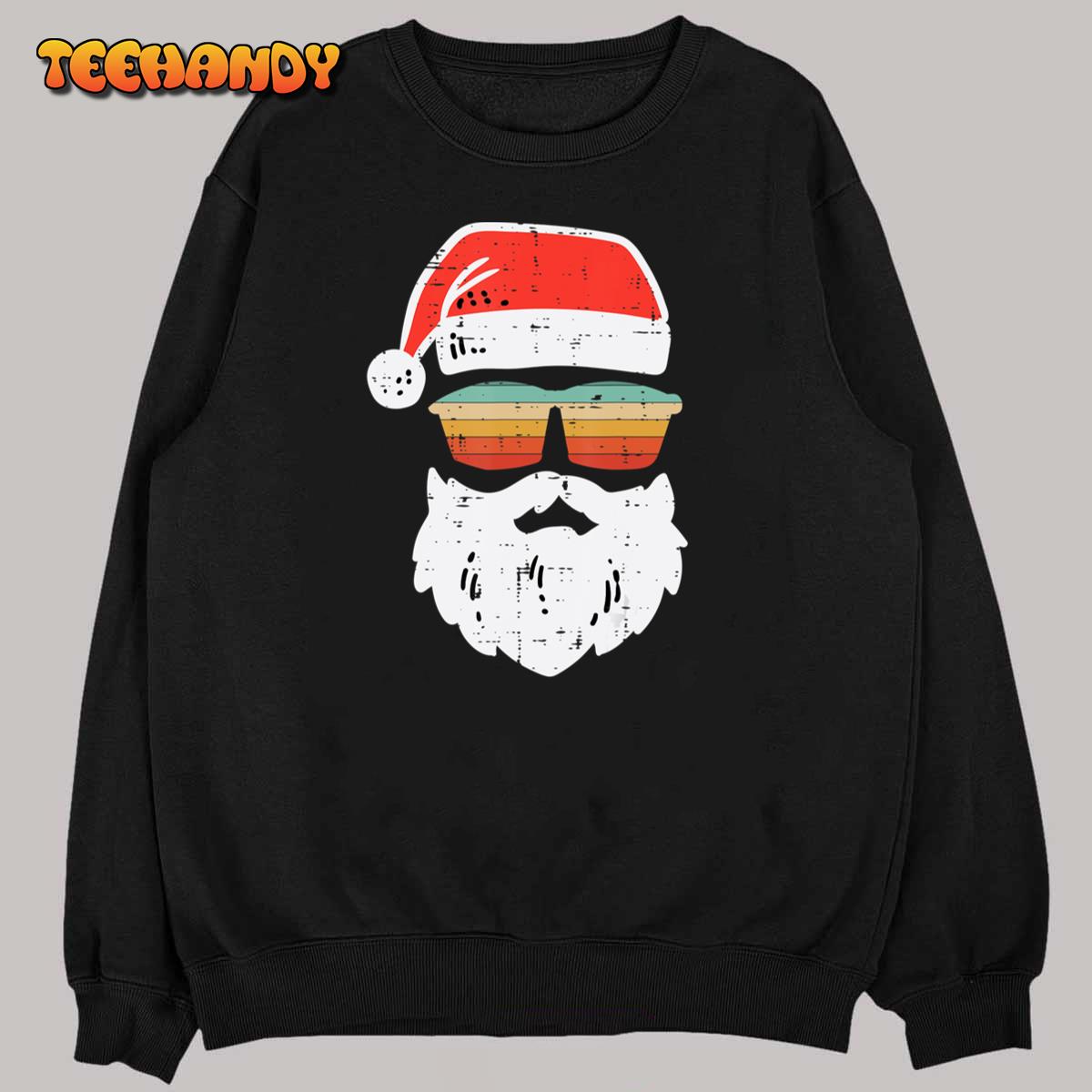 Santa Face Retro Sunglasses Christmas Xmas Men Women Kids T-Shirt