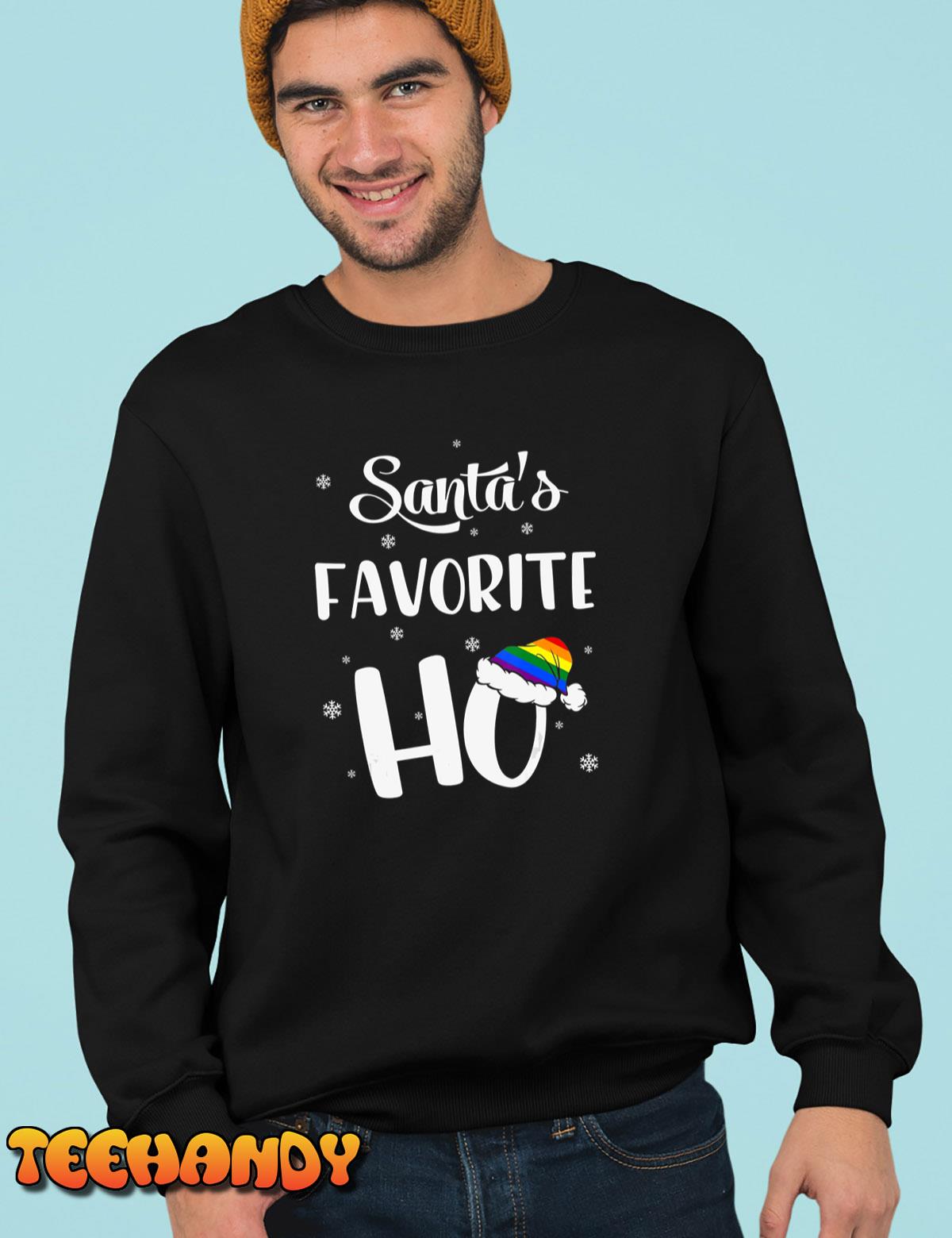 Santas Favorite Ho Gay Christmas Rainbow Lesbian Funny T-Shirt