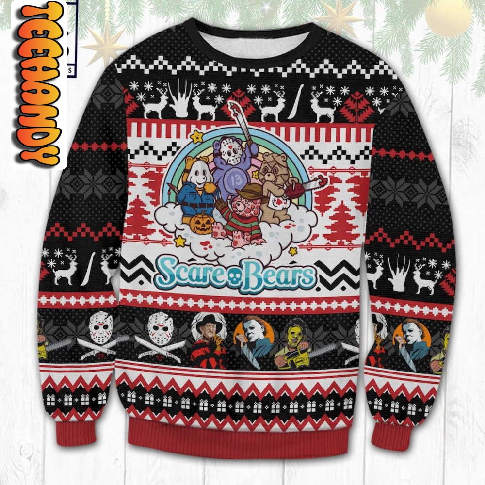 Scare Evil Bears Ugly Christmas Sweater