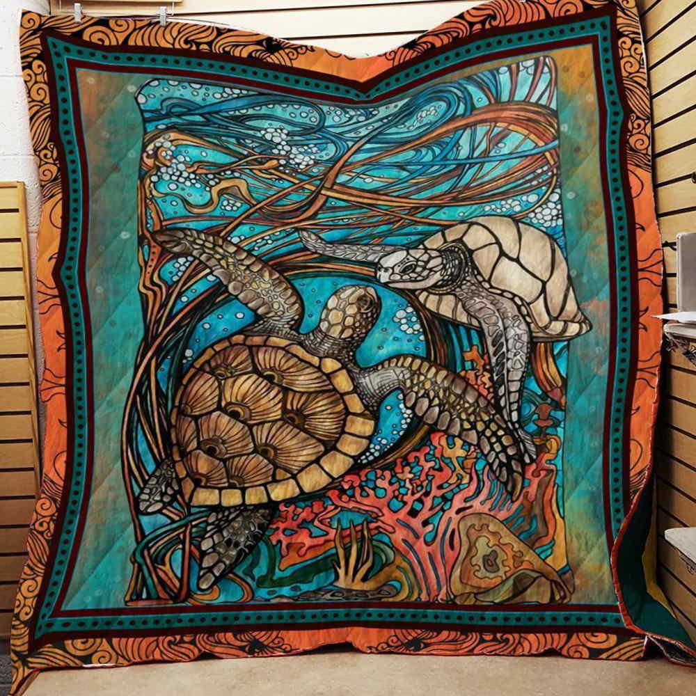 Sea Turtle 2 Quilt Blanket