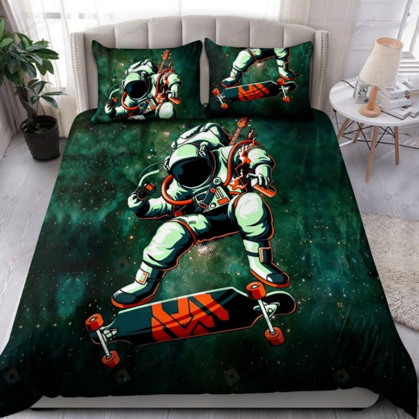 Skateboard Astronaut 3D Bedding Set