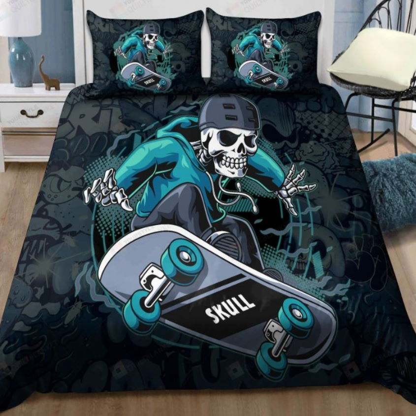 Skateboard Skull 3D Bedding Set