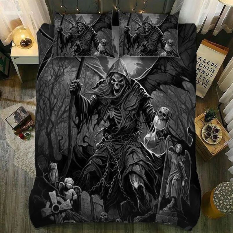 Skull Bedding Set – Grim Reaper Day Of The Death 3D Bedding Set