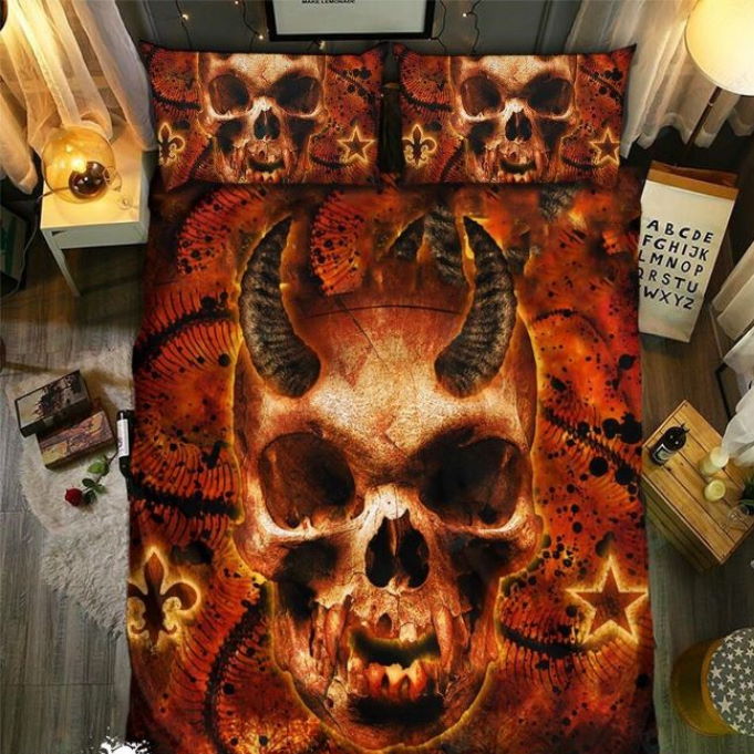 Skull Horns 3D Bedding Set