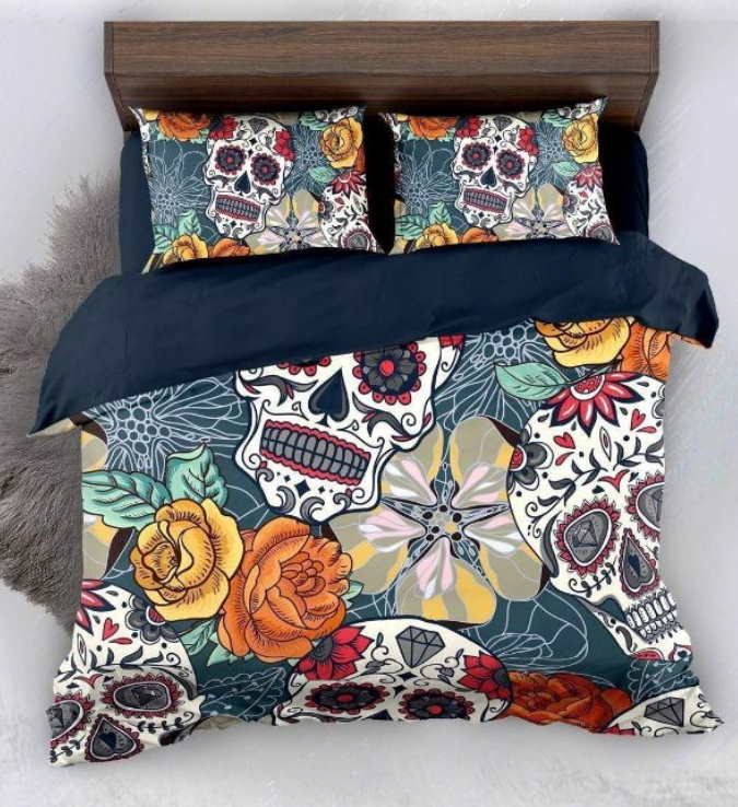 Snm D’a De Muertos Sugar Skull 3D Bedding Set