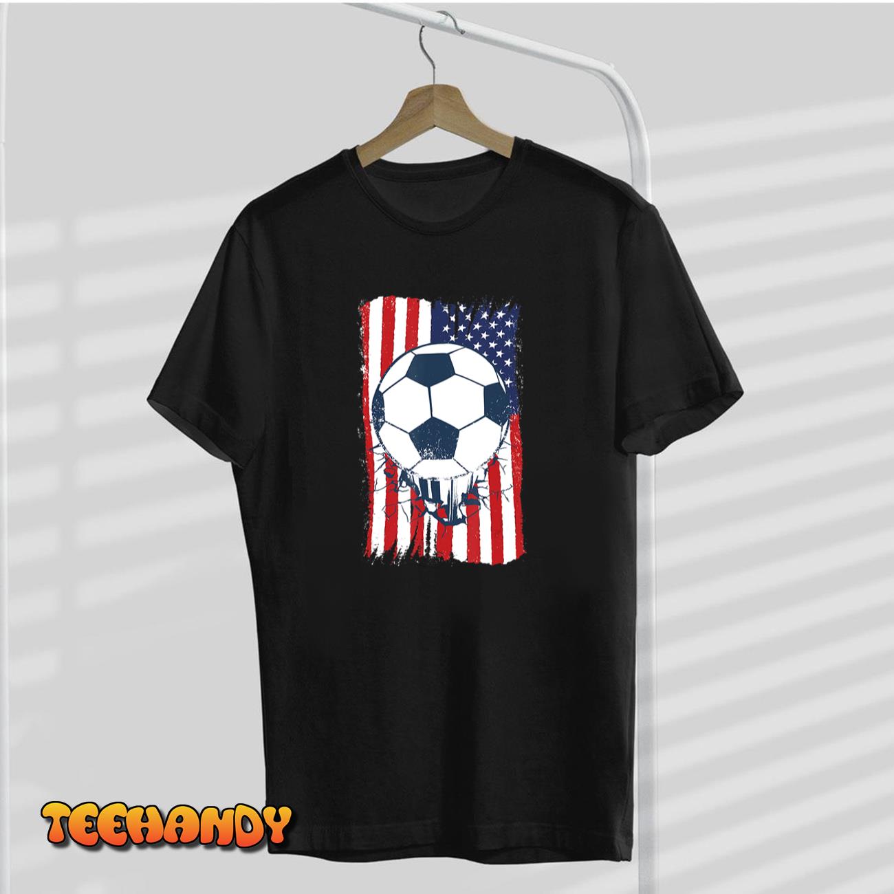 Soccer USA Flag T-shirt, Soccer Ball Graphic Boys T-Shirt