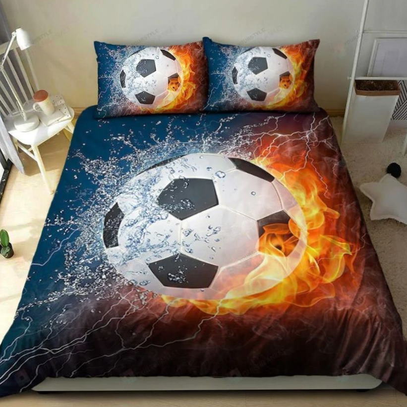 Soccer Water And Fire Style 3D Bedding Set