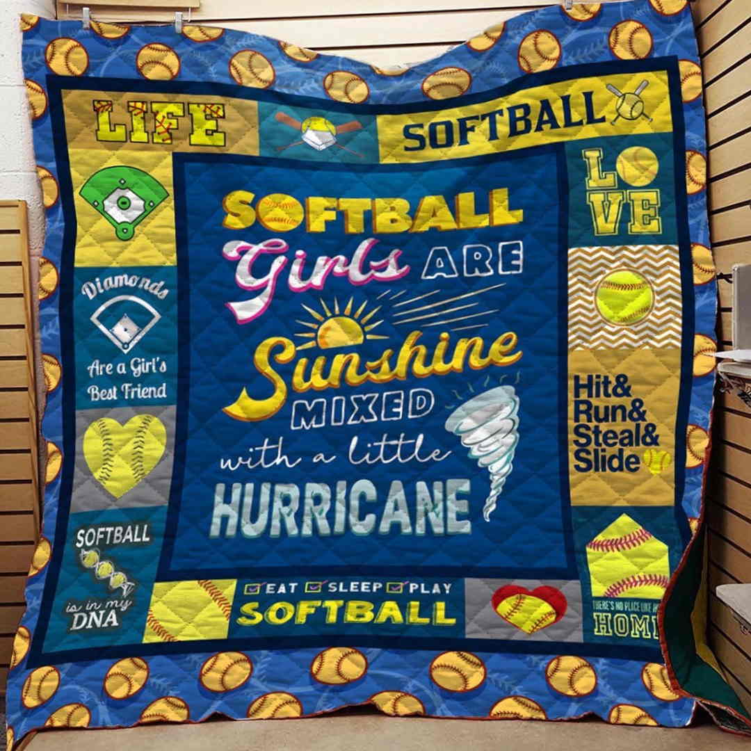Softball Girls Are Sunshine 3D Quilt Blanket