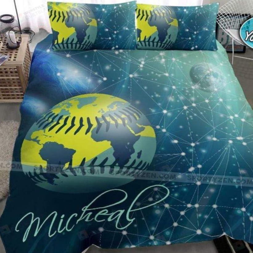 Softball Green Earth 3D Bedding Set