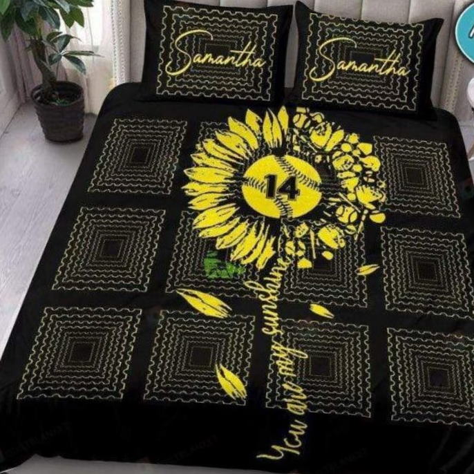 Softball Sunflower 3D Bedding Set