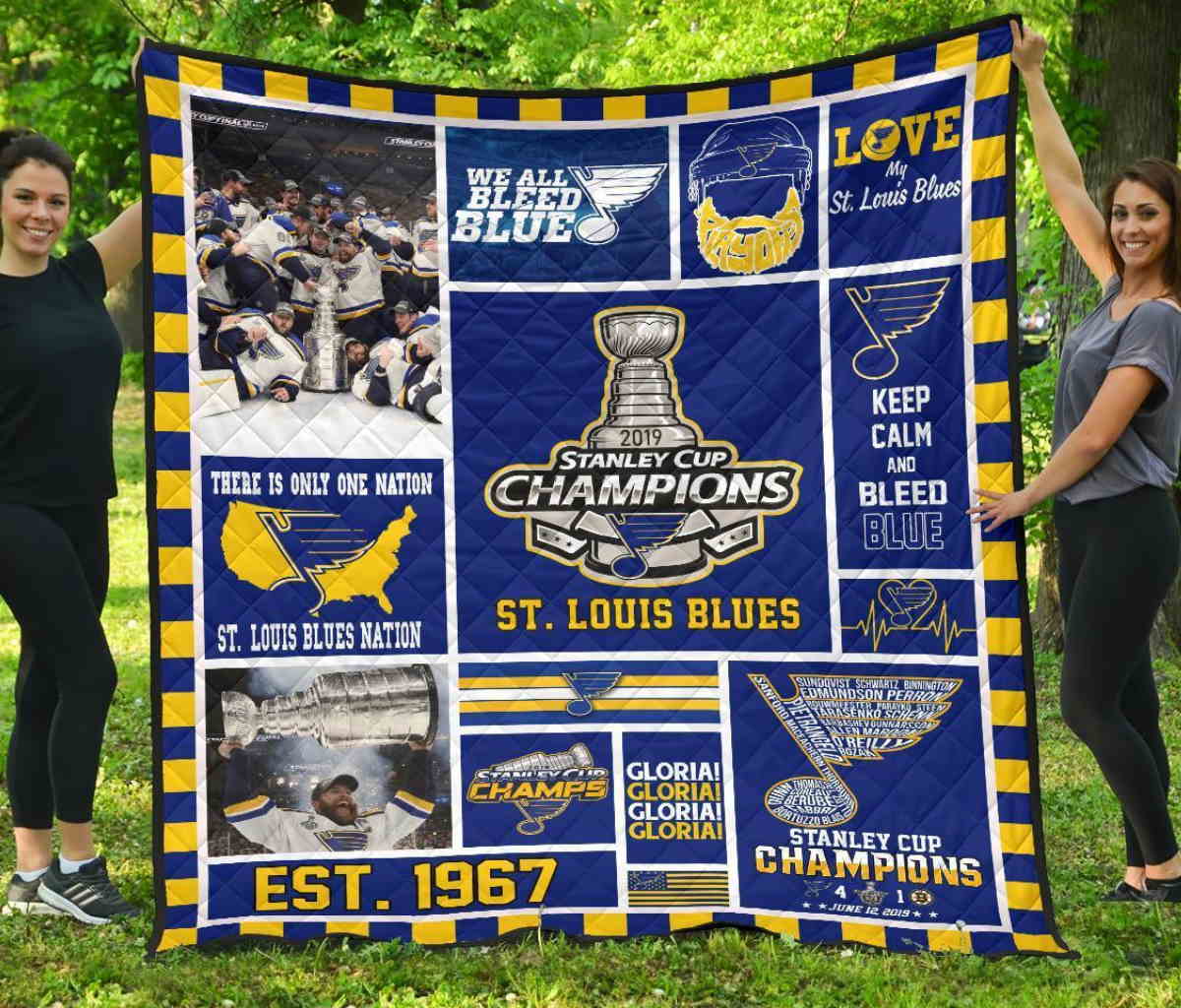 St Louis Blues Champions 3D Quilt Blanket