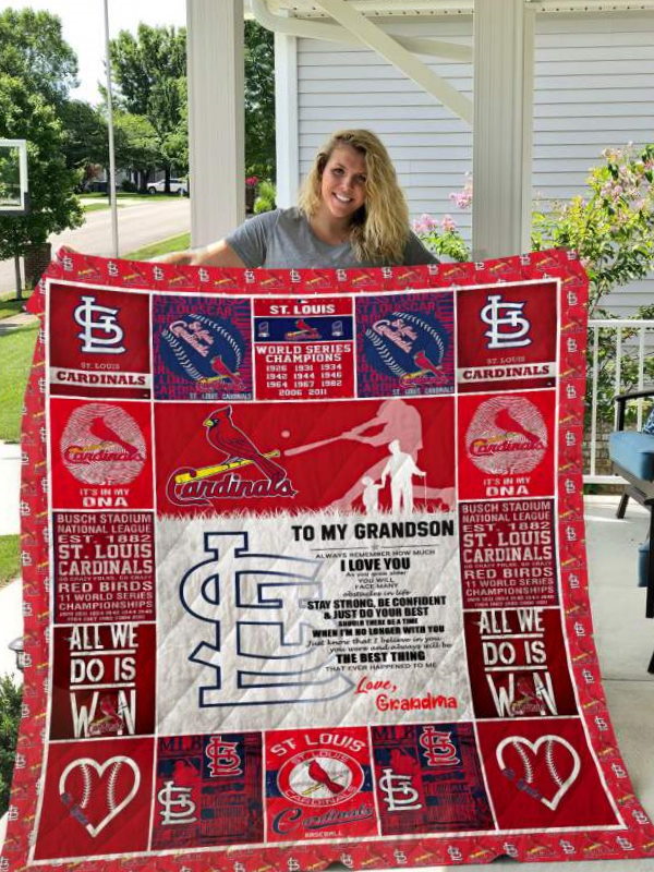 St. Louis Cardinals To My Grandson Love Grandmom Quilt Blanket