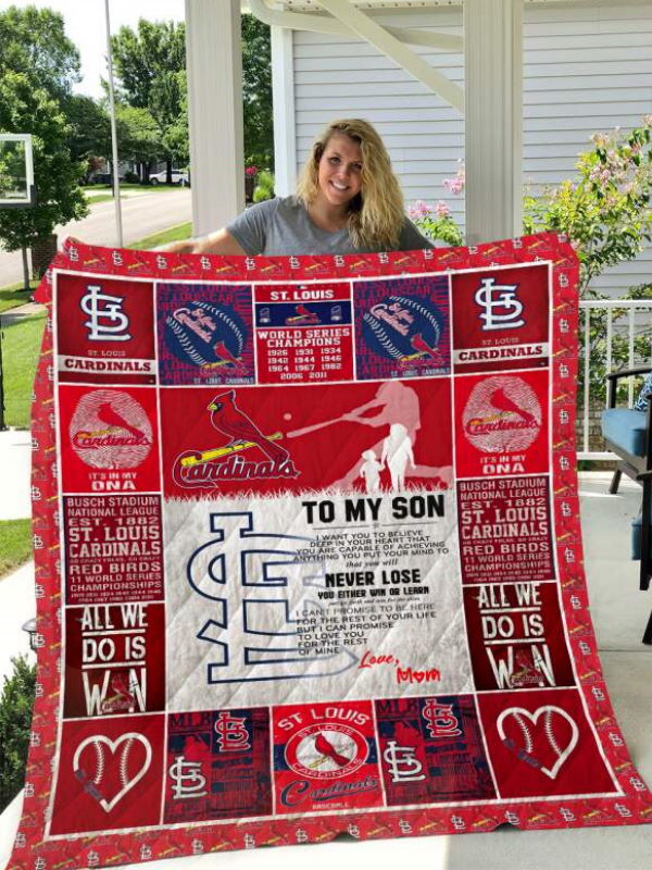 St. Louis Cardinals To My Son Love Mom Quilt Blanket