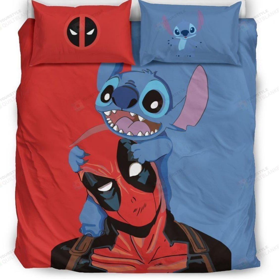 Stitch &amp Deadpool Disney 3D Bedding Set