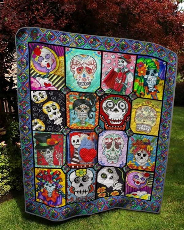 Sugar Skull Hello From The Hell 3D Quilt Blanket