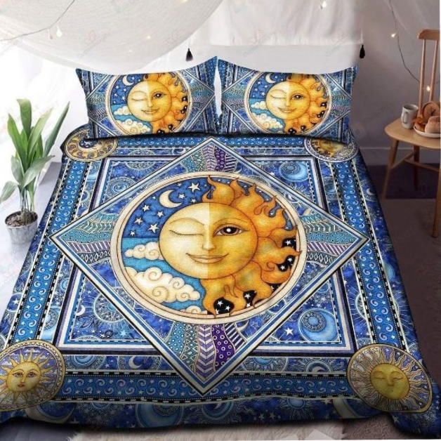 Sun And Moon Zodiac Magical Blue 3D Bedding Set