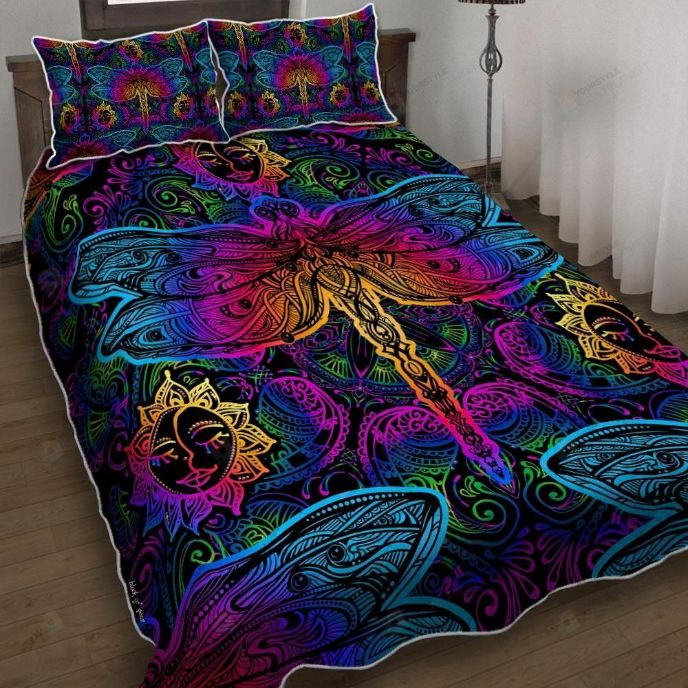 Sun Moon Dragonfly 3D Bedding Set