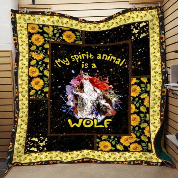 Sunflower Wolf 3D Quilt Blanket