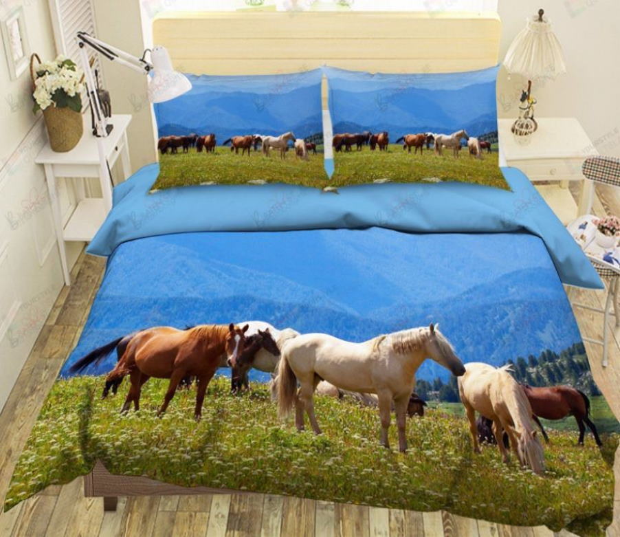 Sunshine Horse Grass Cover 3D Bedding Set