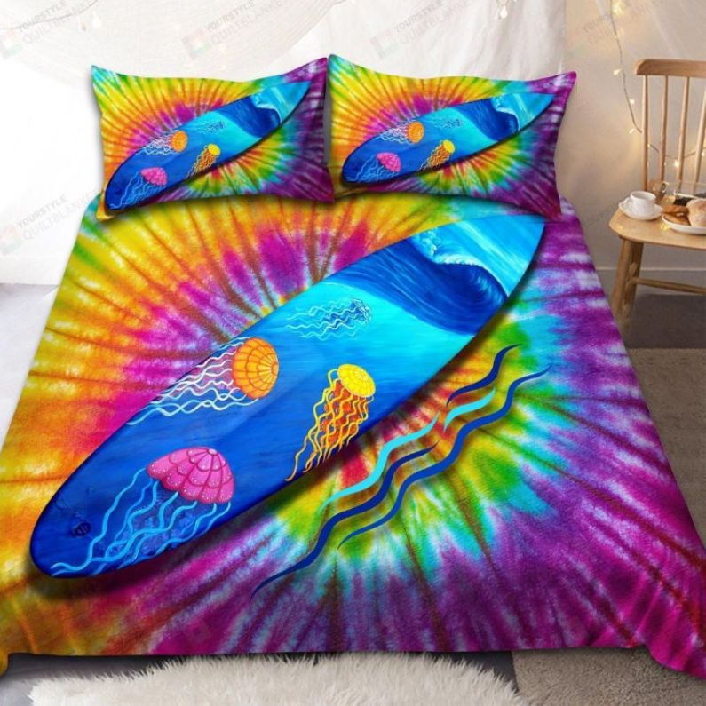 Surfboard Tie Dye 3D Bedding Set