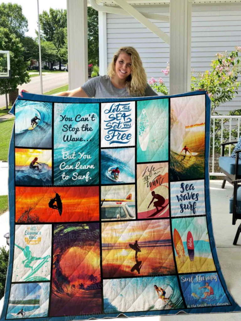 Surfing All Over Printed 3D Quilt Blanket