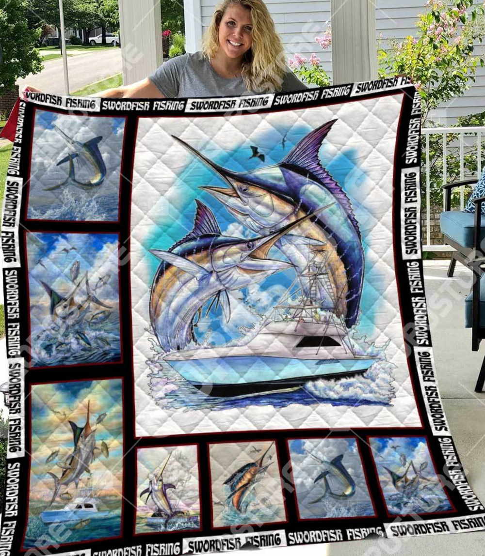 Swordfish Fishing Like 3D Quilt Blanket