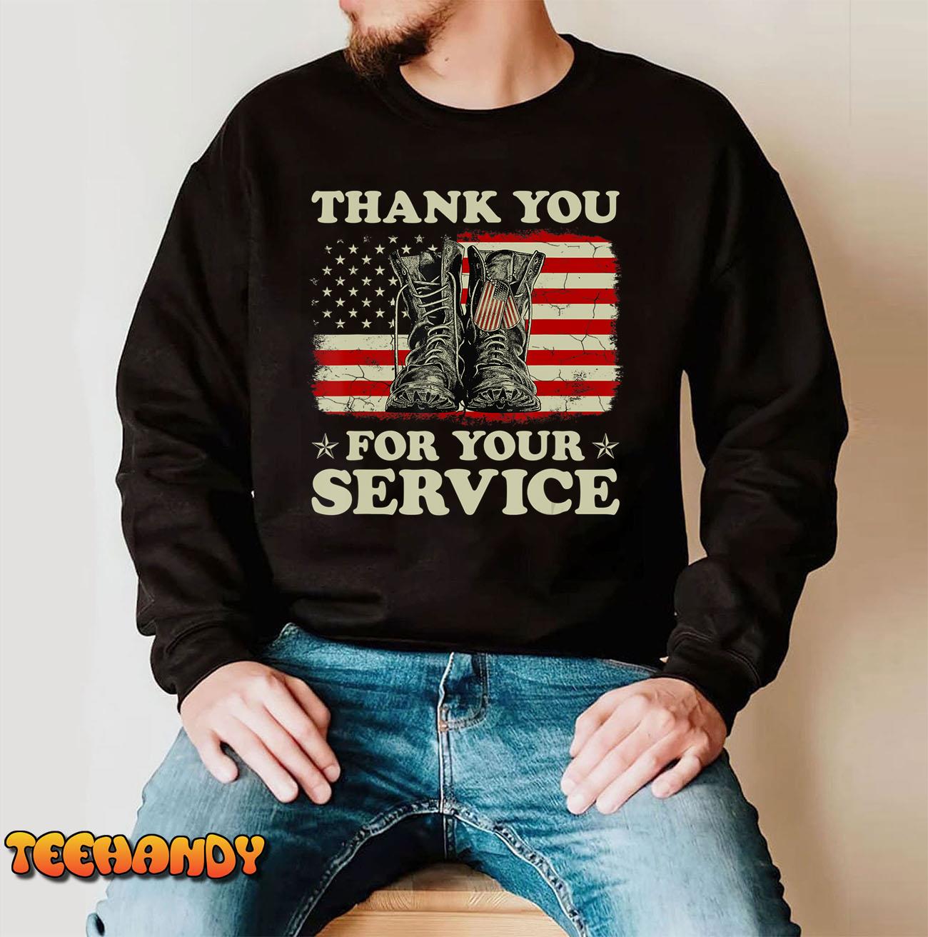 Thank You For Your Service Veteran US Flag Veterans Day T-Shirt