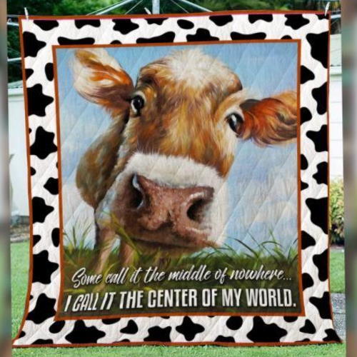 The Center Of My World Cow 3D Quilt Blanket