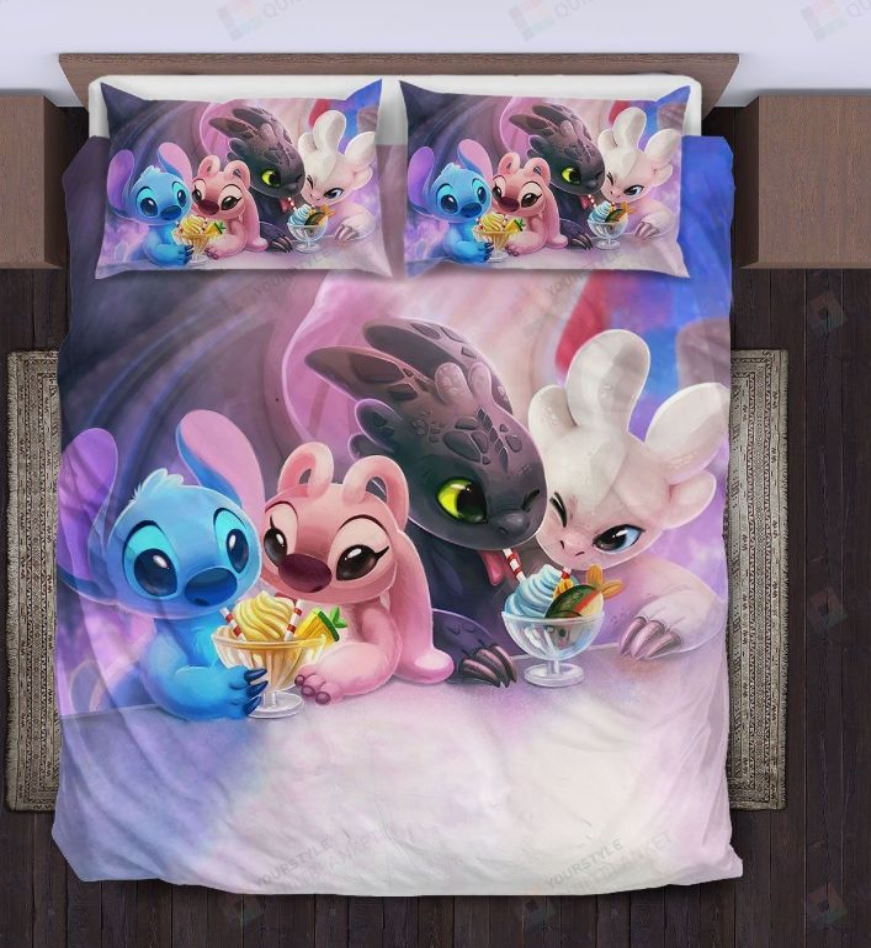 Toothless And Light Fury Dragons – Angel Stitch Lilo 3D Bedding Set