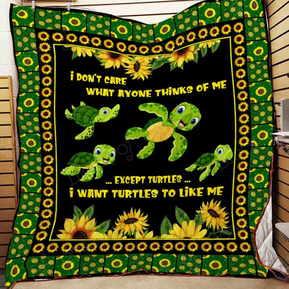 Turtles And Sunflowers All Over Printed 3D Quilt Blanket