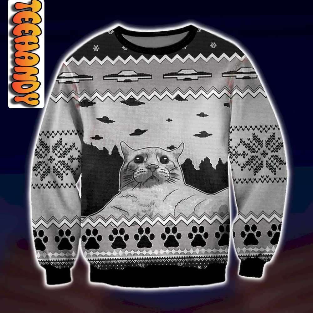 UFO and Cat Christmas Sweater