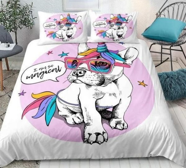 Unicorn Bulldog 3D Bedding Sets