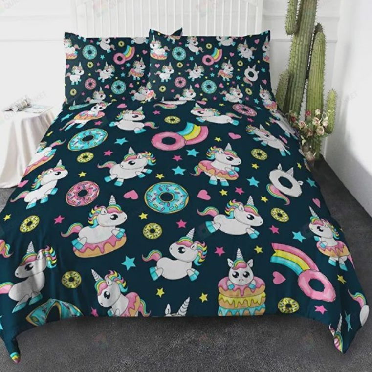 Unicorns Donuts All Over Printed 3D Bedding Set