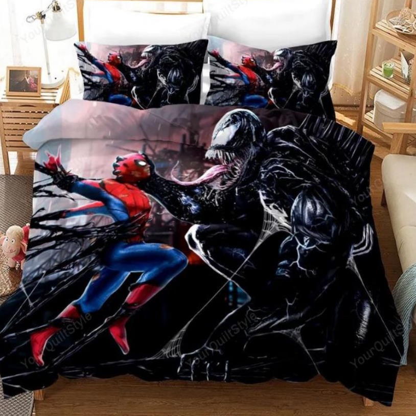 Venom Spiderman Fighting Bedding Set