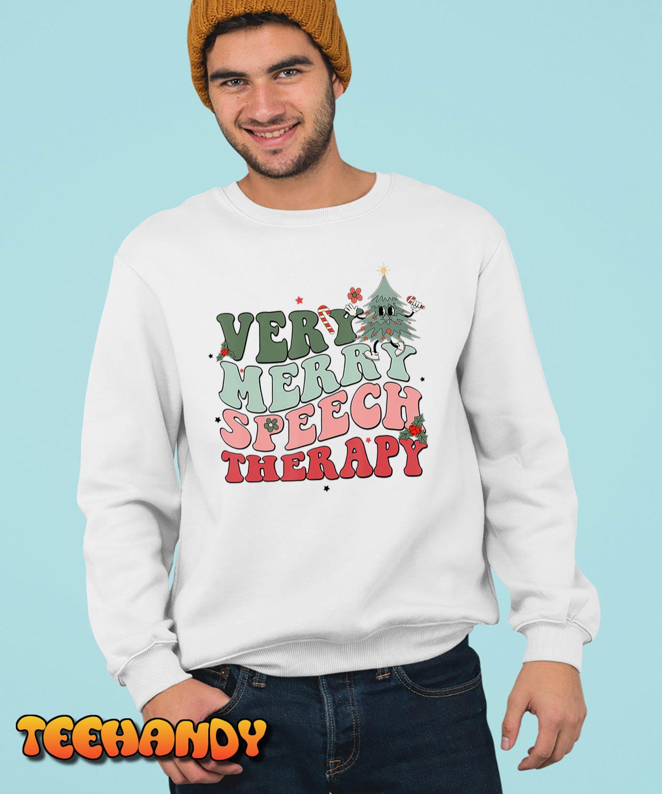 Very Merry Speech Therapist Christmas SLP Xmas Therapy T-Shirt