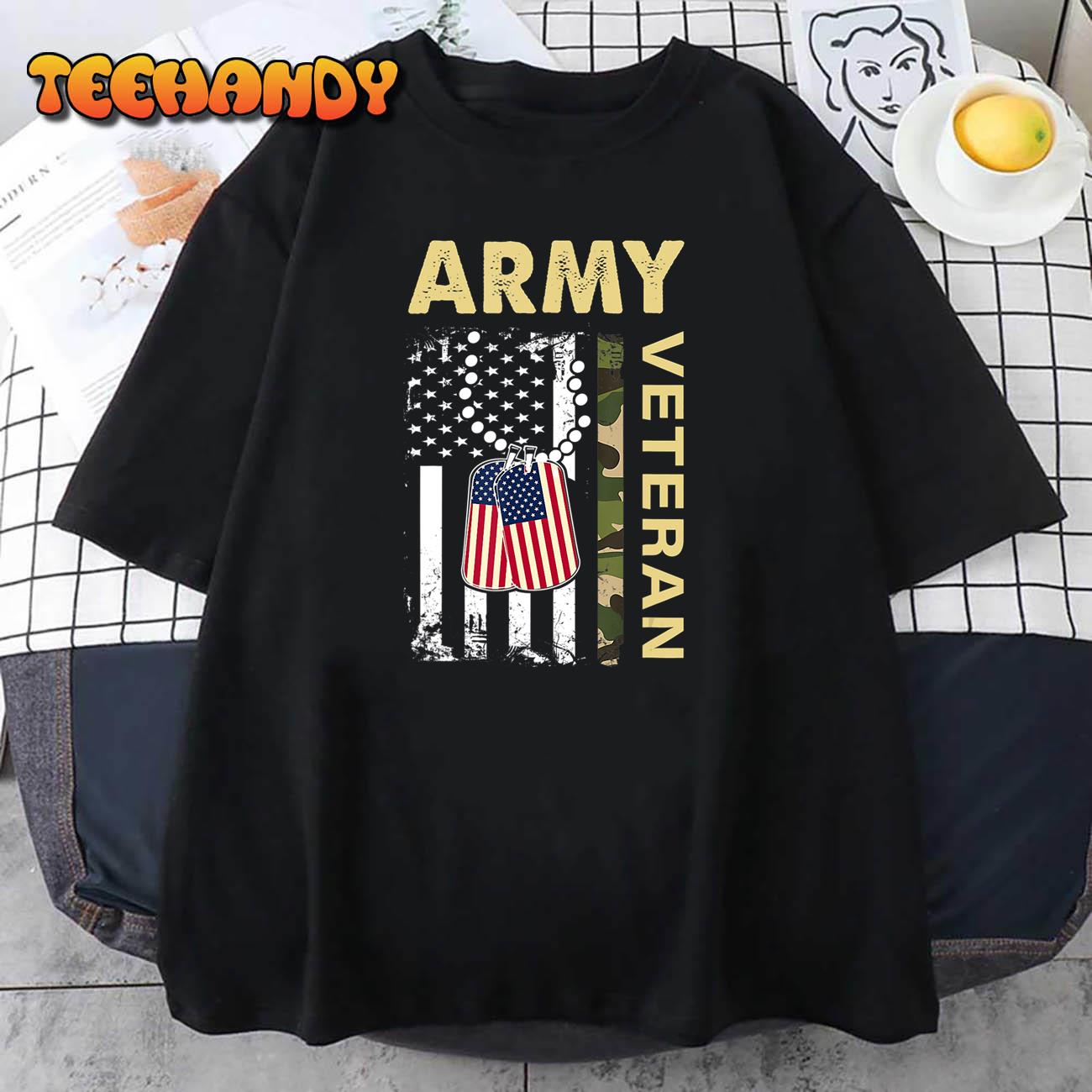 Vintage Army Shirt Veteran Day American Flag Women Men T-Shirt